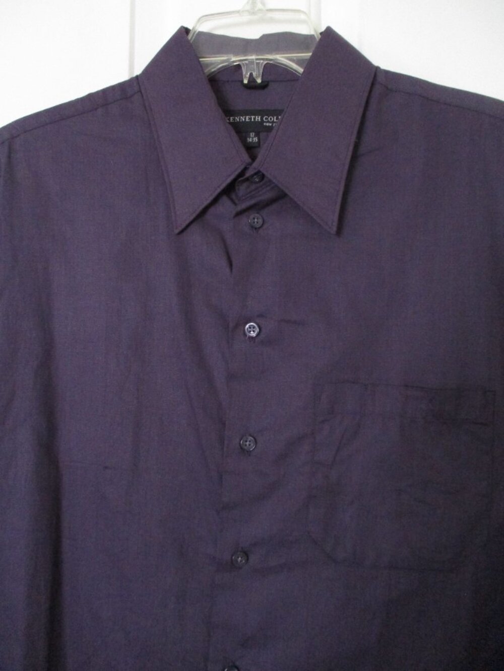 Kenneth Cole New York Mens L/S Purple Cotton Dress Shirt NWOT - Size 17/35